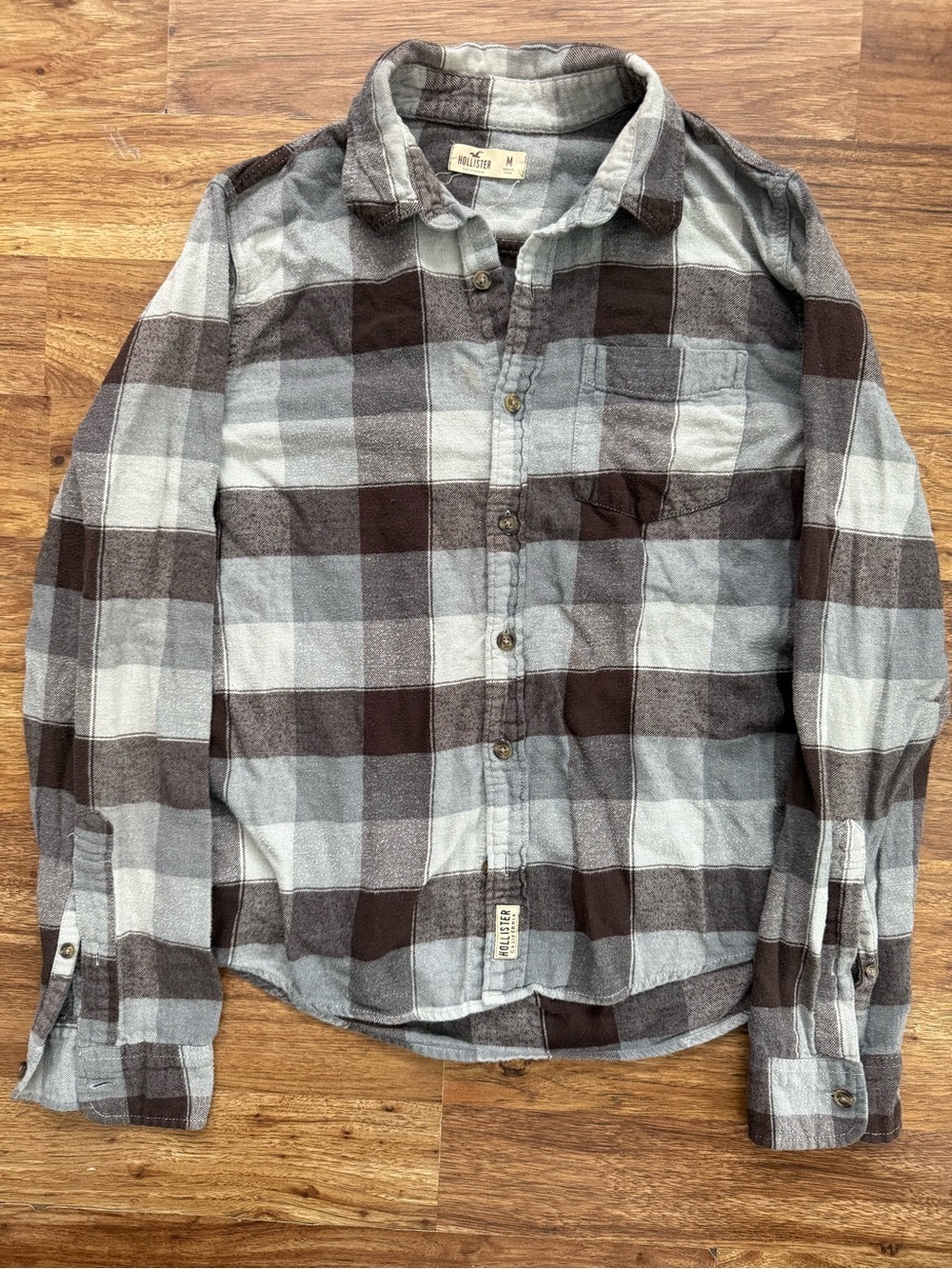 Hollister Brown and Gray Plaid Button-Down Shirt - Picture 2 of 8